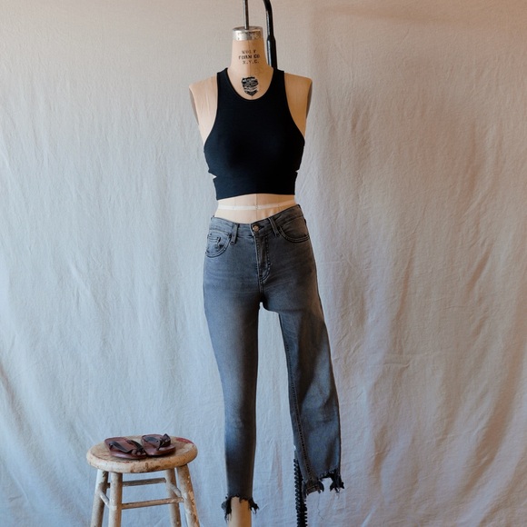 Nordstrom Topshop JAMIE Raw Hem Distressed Gray Skinny Jeans SZ 26 - Picture 3 of 10
